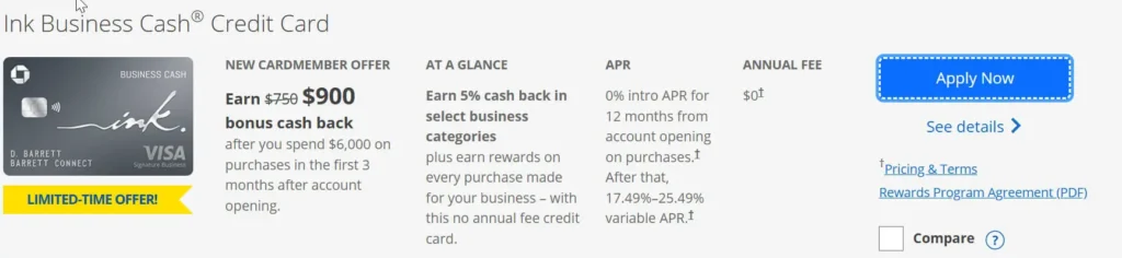 Chase Ink Cash credit card