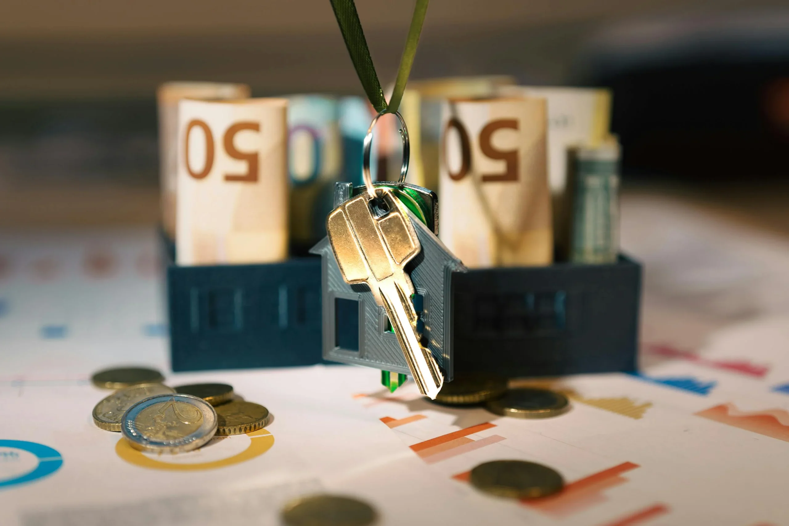 Homeowners Insurance Deductible Strategy 2026: 7 Proven Tips 2 homeowners insurance deductible strategy 2026: Keys hanging with money and charts, symbolizing real estate investment and fin