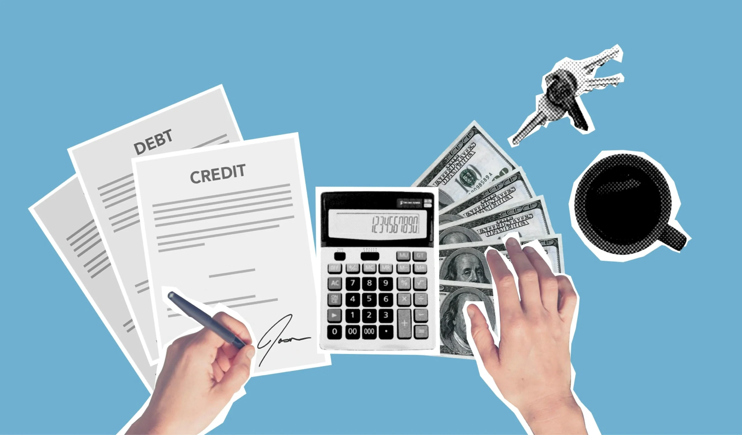 MFJ vs MFS 2026: Ultimate Guide to Smart Student Loan & IRA 2 MFJ vs MFS 2026: Top view of cutout paper composition of male signing credit paper while counting cash and apartment cost aga