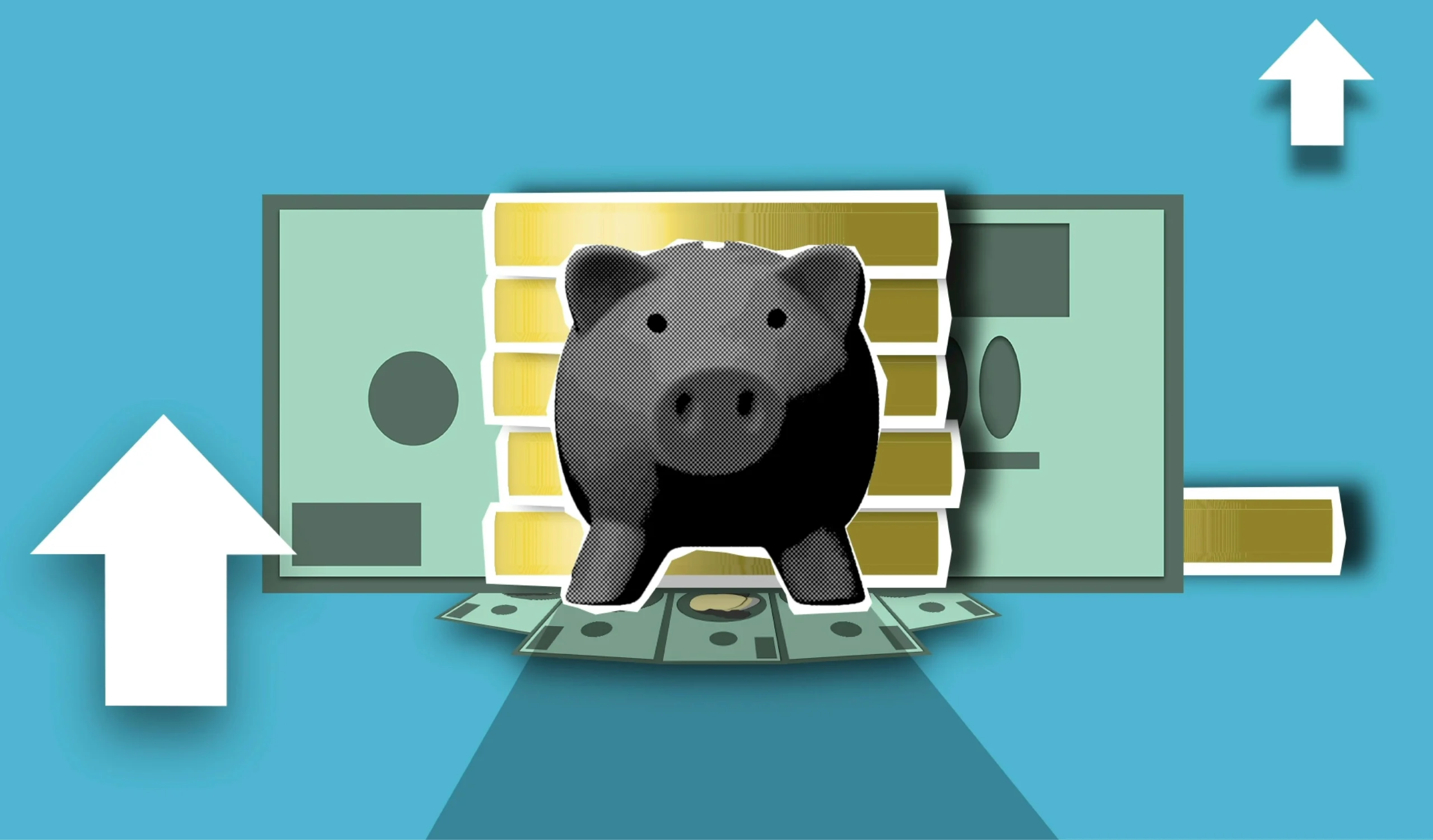 Term vs Whole Life Insurance 2026: The Ultimate Cost Guide 3 term vs whole life insurance 2026: Cutout paper composition of piggy bank with banknotes and pile of coins on blue background
